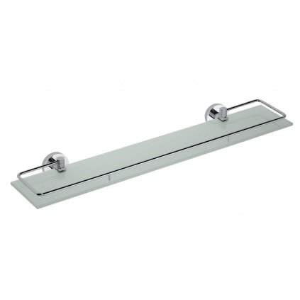 Sapho, X-ROUND E polička sklenená s výklopnou hrazdou 600x130mm, mliečne sklo, chróm, XR600