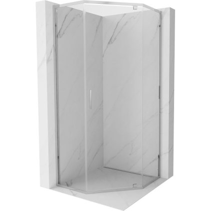 Mexen Exo, päťuholníkový sprchový kút s výklopnými dverami 80 x 80 cm, 6mm číre sklo, chrómový profil, 812-080-080-01-00