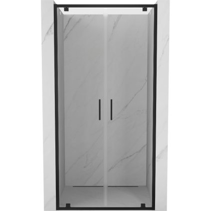 Mexen Exo, dvojité krídlové sprchové dvere 90x200 cm, 6mm číre sklo, čierny profil, 8182-090-000-70-00