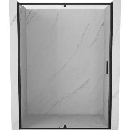 Mexen Exo, 1-krídlové dvere do otvoru 130x200 cm, 6mm číre sklo, čierny profil, 819-130-000-70-00