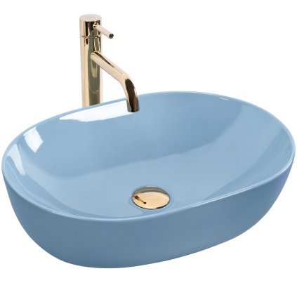 Rea Lisa, umývadlo na dosku 490x350x140 mm, svetlá modrá lesklá, REA-U6620