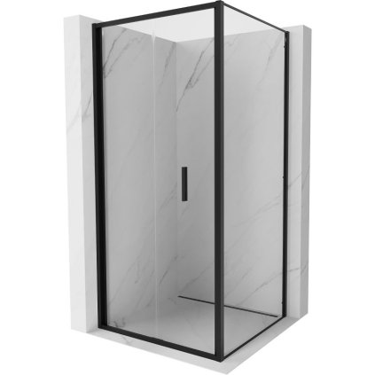 Mexen Exo, sprchovací kút so skladacími dverami 75 x 75 cm, 6mm číre sklo, čierny profil, 816-075-075-70-00
