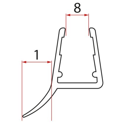 Polysan, Spodné tesnenie pod pevné sklo 8mm, 1000mm, NDRL03