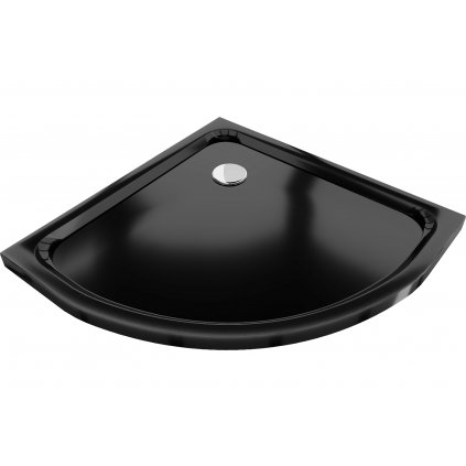 Mexen SLIM - Štvrťkruhová sprchová vanička 80x80x5cm + chrómový sifón, čierna, 41708080