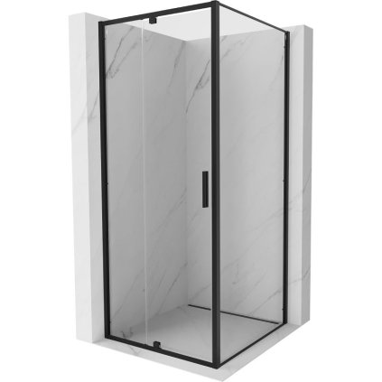 Mexen Exo, sprchovací kút s krídlovými dverami 100 x 100 cm, 6mm číre sklo, čierny profil, 819-100-100-70-00