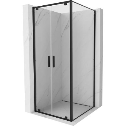 Mexen Exo, sprchovací kút s krídlovými dverami 70 x 70 cm, 6mm číre sklo, čierny profil, 8182-070-070-70-00