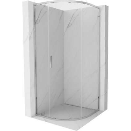 Mexen Exo, štvrťkruhový sprchovací kút s posuvnými dverami 100 x 100 cm, 6mm číre sklo, chrómový profil, 8131-100-100-01-00