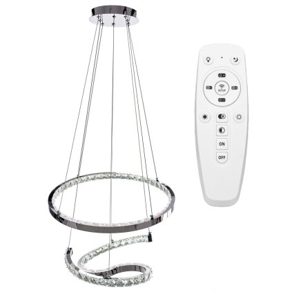 Toolight, LED závesné krištáľové svietidlo s diaľkovým ovládaním APP773-2CP, chrómová, OSW-05024