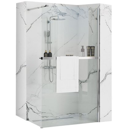 Rea Aero, sprchová zástena WALK-IN 80x195 cm + EVO polička a vešiak na uteráky, KPL-K0615