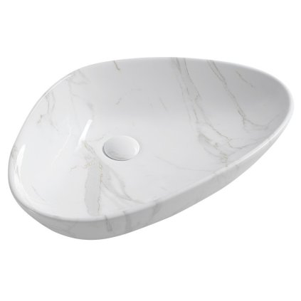 Sapho, DALMA keramické umývadlo na dosku 58,5x39 cm, imitácia kameňa-carrara, MM217