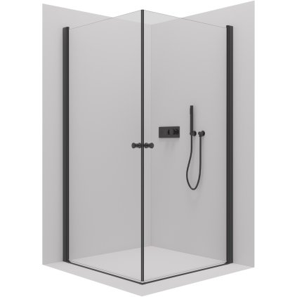 CERANO - Sprchovací kút Antelo Duo L/P - čierna matná, transparentné sklo - 90x70 cm - krídlový, CER-CER-482344