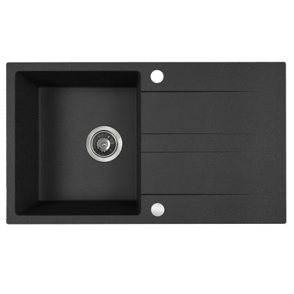 Kuchinox Laut, 1-komorový granitový drez 760x440x174 mm + sifón, čierna škvrnitá, LAV-SBZ_711Y