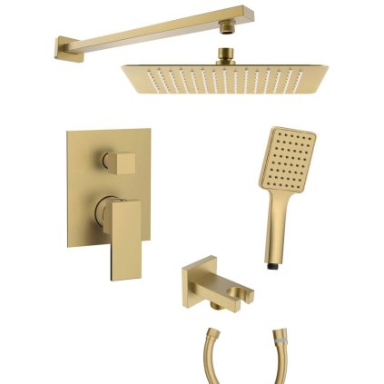 Sapho, CUBEMIX podomietkový sprchový set s pákovou batériou, 2 výstupy, vyústenie, zlato mat, CM042GB-01