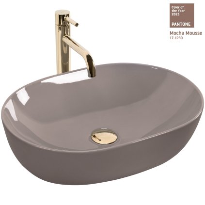Rea Lisa, umývadlo na dosku 490x350x140 mm, béžová lesklá, REA-U6380