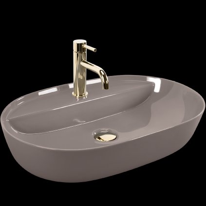 Rea Aura, umývadlo na dosku 610x410x130, béžová lesklá, REA-U6381