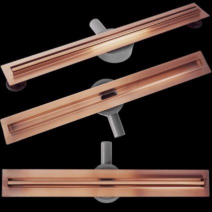 Rea Neox Pro Slim, sprchový odtokový žľab 80cm s otočným sifónom o 360stupňov, medená matná, REA-G4807