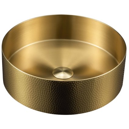 Sapho, AURUM nerezové umývadlo na dosku, priemer 38cm, vrátane odtoku, tepané, zlato mat, AU201-T