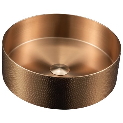 Sapho, AURUM nerezové umývadlo na dosku, priemer 38cm, vrátane odtoku, tepaný kov, meď mat, AU301-T