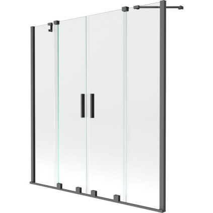 Mexen Velar Duo, 2-krídlová vaňová zástena s posuvnými dverami 150 x 150 cm, číre, grafitový profil, 896-150-000-02-95
