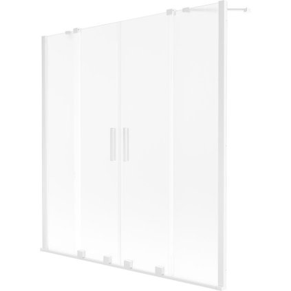 Mexen Velar Duo, 2-krídlová vaňová zástena s posuvnými dverami 140 x 150 cm, námraza, biely profil, 896-140-000-32-20