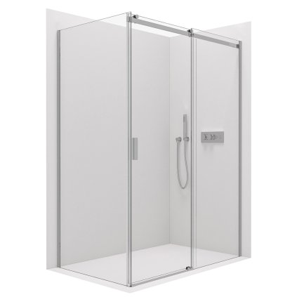 CERANO - Sprchovací kút Santoro Ľ/P - 8 mm - chróm, transparentné sklo - 100x80 cm - posuvný, CER-CER-8050BD7347
