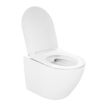 Gamma Mut-303, závesná WC misa Tornado/Rimless 490x360x345 mm + SLIM toaletné sedadlo, biela lesklá, GMA-MUT-303