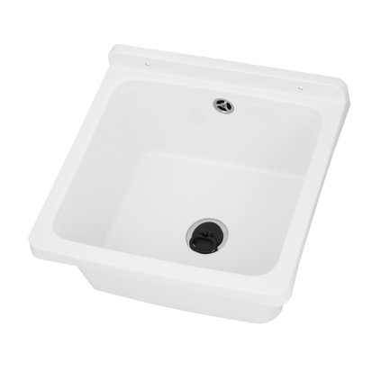 Gamma Riva, univerzálna plastová výlevka 40x38x22,8 cm + sifón, 1-komorová, biela, GMA-KGR40-WH