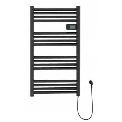 Erga Pago, elektrické vykurovacie teleso 960x540 mm s digitálnym termostatom, 500W, čierna matná, ERG-LAV-GRZE-E-ALU-960540-BK