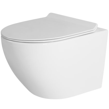 Gamma Mut, závesná WC misa 48x37 cm Rimless s pomaly padajúcim sedadlom, biela lesklá, GMA-MUT-203