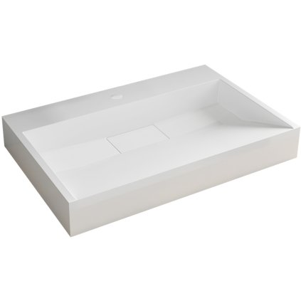 CERANO - Umývadlo z liateho mramoru Vita - nástenné aj na dosku - otvor pre batériu - biela matná - 60x37 cm, CER-CER-8050BD6942