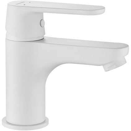 Kuchinox Dima, umývadlová batéria vrátane odtokovej zátky ClickClack h-132, biela matná, LAV-BQD_622D