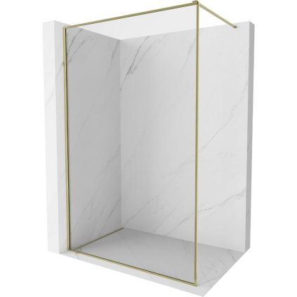 Mexen Kioto-F, sprchová zástena s rámom 100 x 202 cm, 8 mm číre sklo, zlatý lesklý profil, 800-100-104-50-00