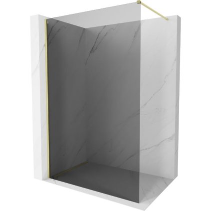 Mexen Kioto-X, sprchová zástena 120 x 200 cm, 10mm šedé sklo, zlatý matný profil, 800-120-101-55-40-X