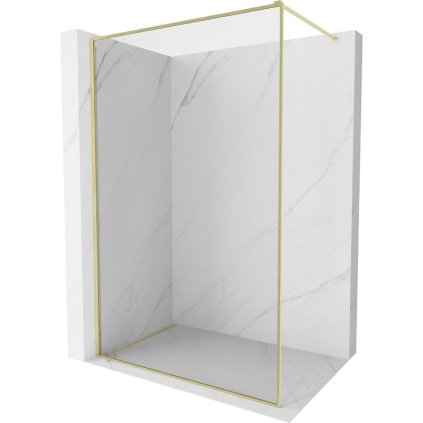 Mexen Kioto-XF, sprchová zástena s rámom 140 x 202 cm, 10mm číre sklo, zlatý matný profil, 800-140-104-55-00-X