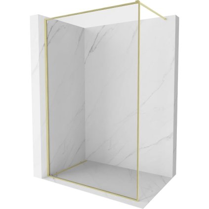 Mexen Kioto-XF, sprchová zástena s rámom 150 x 202 cm, 10mm číre sklo, zlatý matný profil, 800-150-104-55-00-X