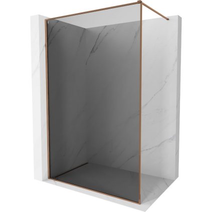 Mexen Kioto-XF, sprchová zástena s rámom 140 x 202 cm, 10mm šedé sklo, profil ružové zlato, 800-140-104-60-40-X