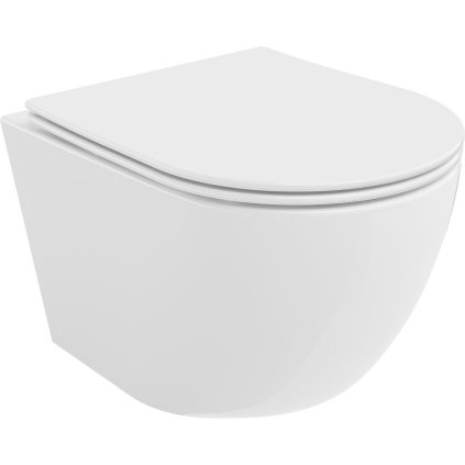 Mexen Lena, závesná WC misa 490x360x340 mm, Rimless Tornádo + toaletné WC sedadlo z duroplastu, biela lesklá, 30220400T