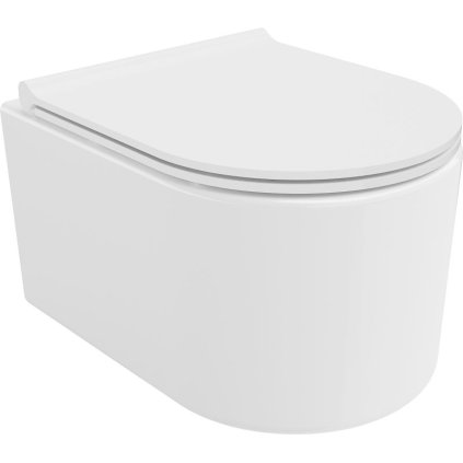 Mexen Sofia, závesná WC misa 490x360x355 mm, Rimless Tornádo + toaletné WC sedadlo z duroplastu, biela lesklá, 30540500