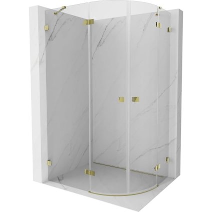 Mexen Lunar, polkruhový sprchový kút naklápací doľava 100 x 80 cm, 8mm číre sklo, zlatý profil, 833-100L-080P-50-00