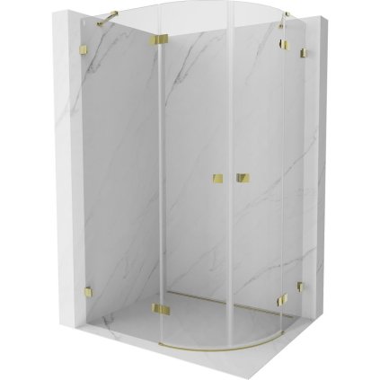 Mexen Lunar, polkruhový sprchový kút naklápací doľava 100 x 90 cm, 8mm číre sklo, zlatý profil, 833-100L-090P-50-00