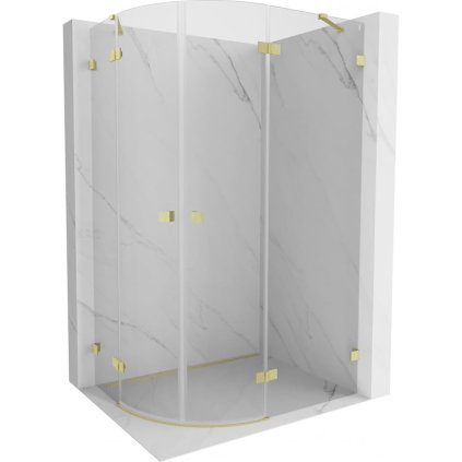 Mexen Lunar, pravý polkruhový sprchový kút 90 x 80 cm, 8mm číre sklo, zlatý matný profil, 833-090P-080L-55-00