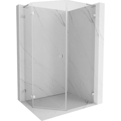 Mexen Lunar, L päťuholníkový sprchový kút naklápací doľava 90 x 100 cm, 8mm číre sklo, chrómový profil, 831L-090L-100P-01-00-L