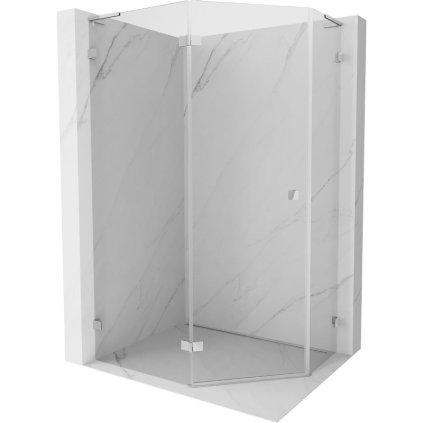 Mexen Lunar, L päťuholníkový sprchový kút naklápací doľava 100 x 80 cm, 8mm číre sklo, chrómový profil, 831L-100L-080P-01-00-L