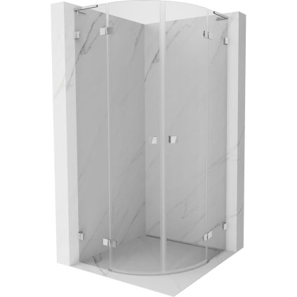 Mexen Lunar, L polkruhový výklopný sprchový kút 70 x 70 cm, 8mm číre sklo, chrómový profil, 833L-070L-070P-01-00