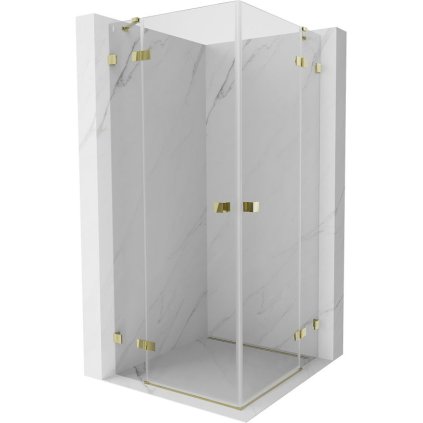 Mexen Lunar Duo, výklopný sprchový kút 70 x 70 cm, 8mm číre sklo, zlatý profil, 834-070L-070P-50-00