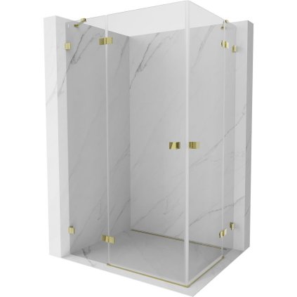 Mexen Lunar Duo, výklopný sprchový kút 80 x 70 cm, 8mm číre sklo, zlatý profil, 834-080L-070P-50-00