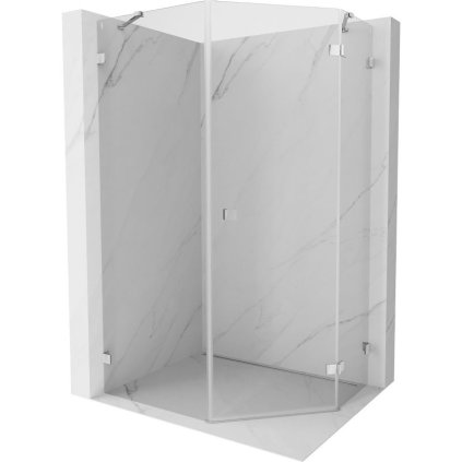 Mexen Lunar, päťuholníkový sprchový kút s pravým sklonom 80 x 100 cm, 8mm číre sklo, chrómový profil, 831-080P-100L-01-00-P