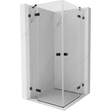 Mexen Lunar Duo, výklopný sprchový kút 100 x 100 cm, 8mm číre sklo, čierny profil, 834-100L-100P-70-00
