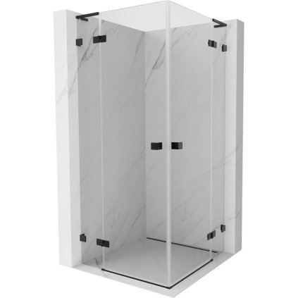 Mexen Lunar, L Duo výklopný sprchový kút 70 x 70 cm, 8mm číre sklo, čierny profil, 834L-070L-070P-70-00