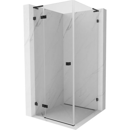 Mexen Lunar, L sklápací sprchový kút ľavý 70 x 70 cm, 8mm číre sklo, čierny profil, 834L-070-070-70-00-L